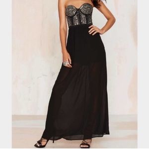 WYLDR X Nasty Gal Studded Bodice Black Dress